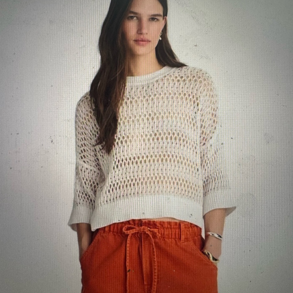 Madewell Relaxed Open Stitch Sweater Tee in White